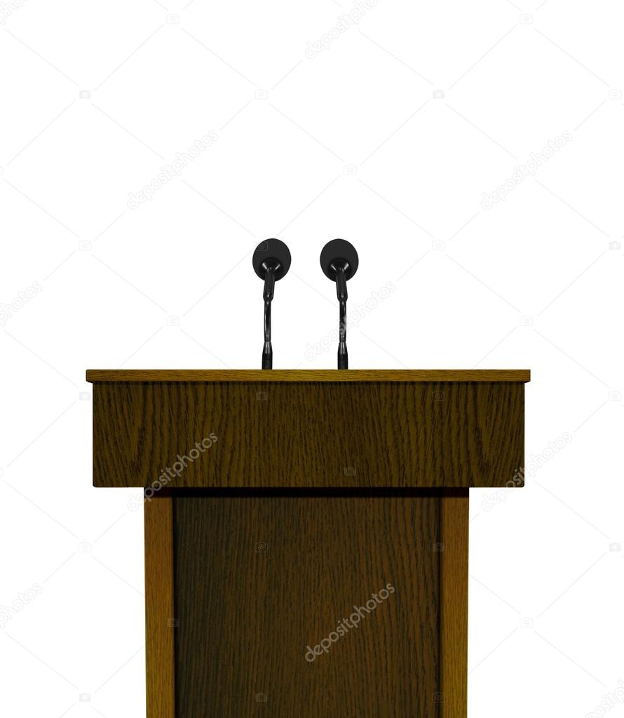 Podium and microphones