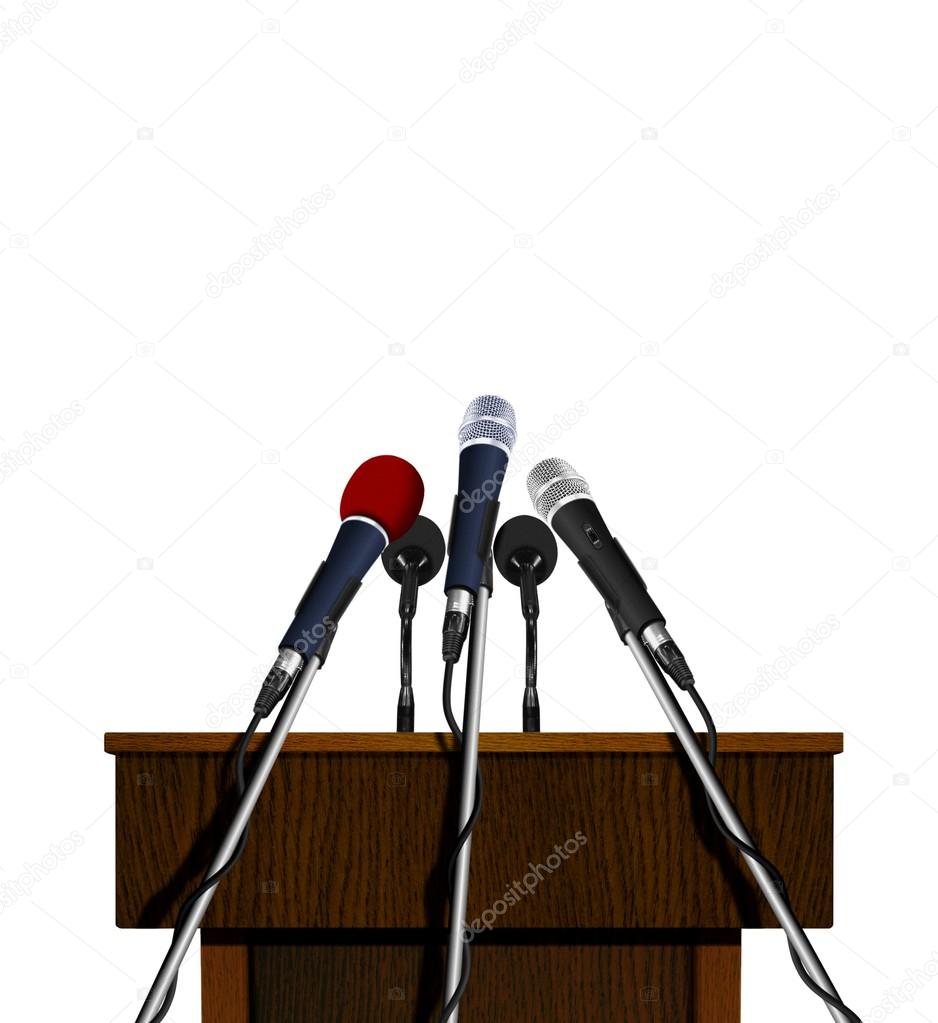 Podium and microphones — Stock Photo © razihusin 25903927