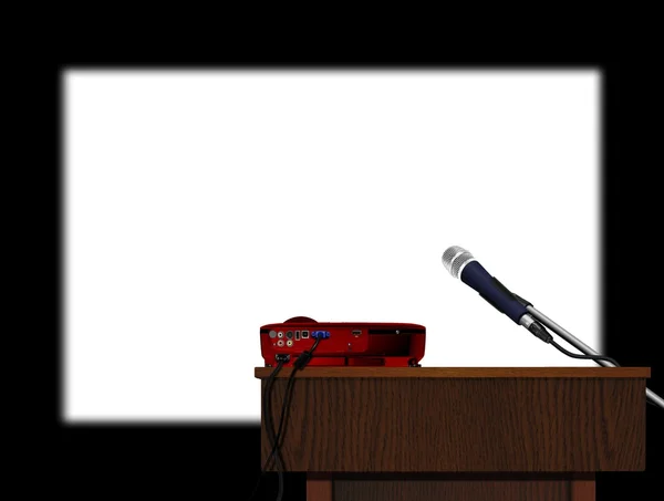 Podium and microphone with projector — Stock Photo, Image