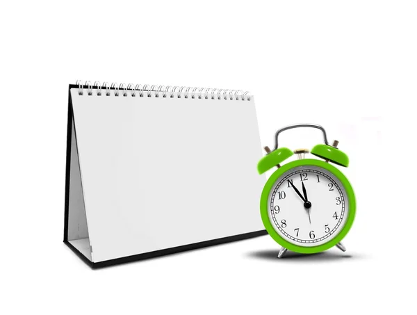 Alarm clock and desktop calender — Stock Photo, Image