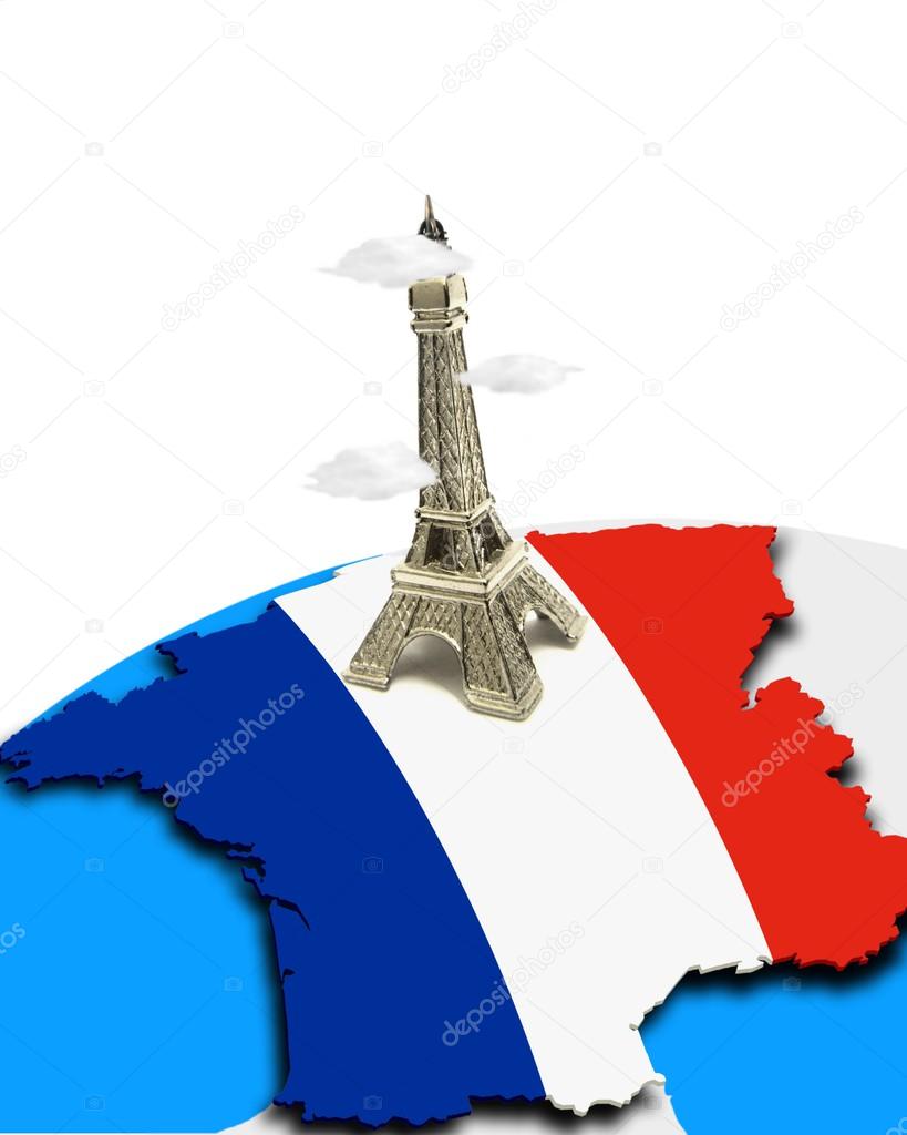 Eiffel tower on France map