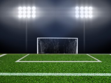 sahne ışıkları ile boş futbol sahası