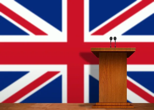 Podium und britische Flagge — Stockfoto