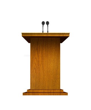 Podium and microphones over white clipart