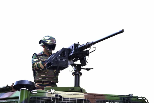Asker makineli tüfek ile — Stok fotoğraf