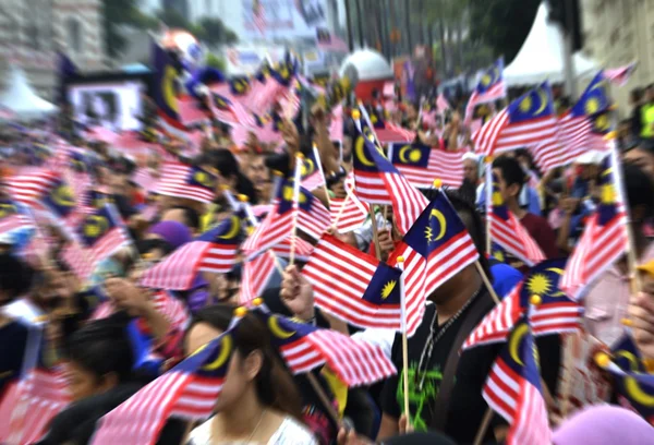 People Waving Malaysian Flags — Stock Photo, Image