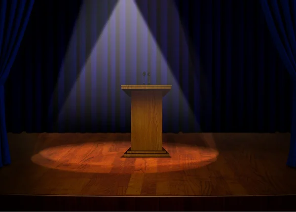 Podium op het podium met projector lichten — Stockfoto