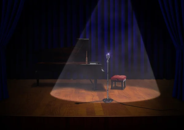 Scenen med piano och mikrofon — Stockfoto