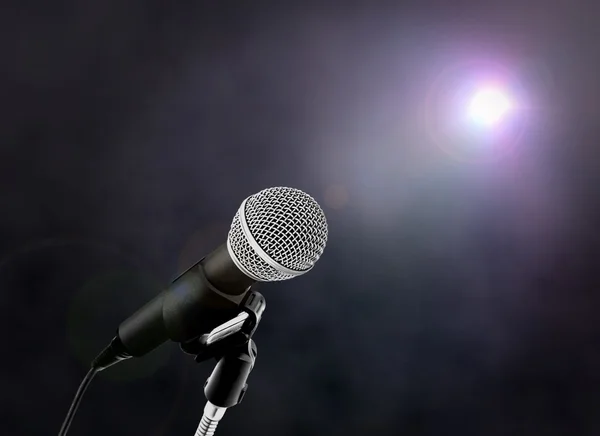 Microphone on Stage with Spotlight — Stock Photo, Image