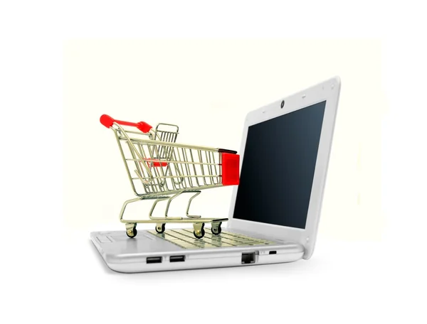 Shopping Cart on Laptop Computer — Stock Photo, Image