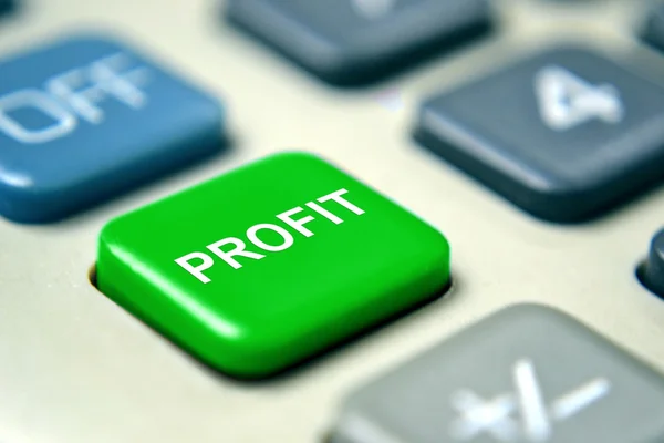 Profit gomb a zöld számológép — Stock Fotó