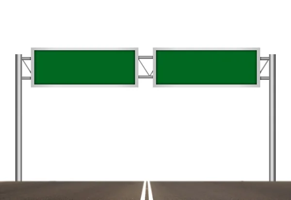 Posta vuota del cartello autostradale su bianco — Foto Stock