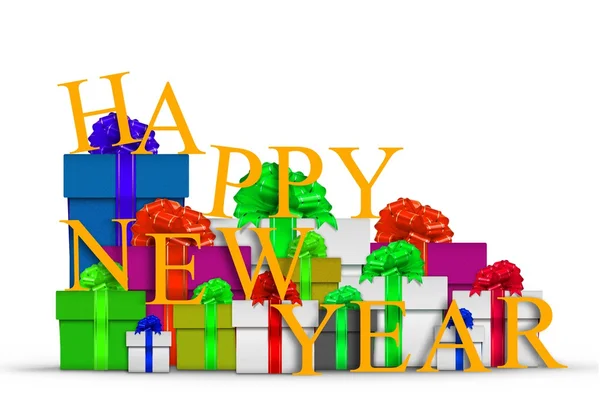 Happy New Year with Gift Boxes — Stock Photo, Image