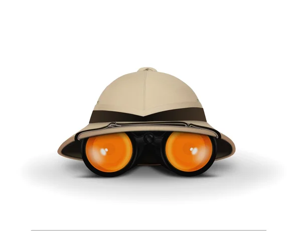 エクスプ ローラーの帽子、双眼鏡 — ストック写真