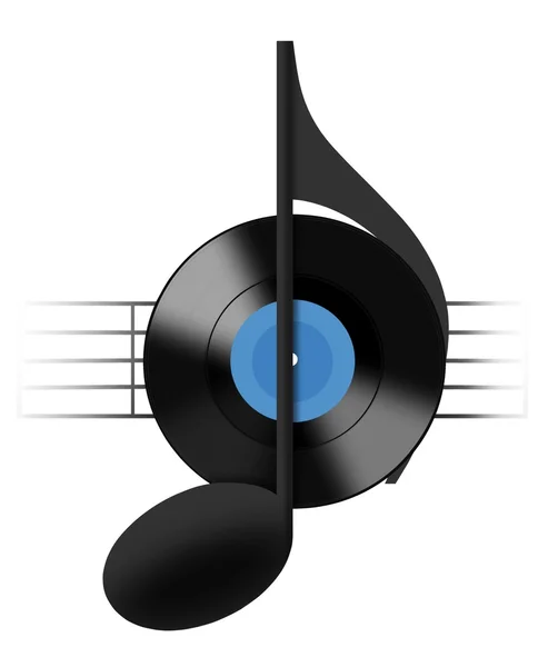 Vinyl Record and Music Note — Stock Photo, Image