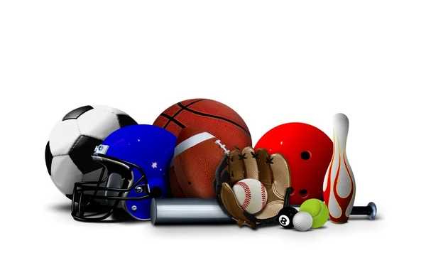 Sportovní míče a zařízení — Stock fotografie