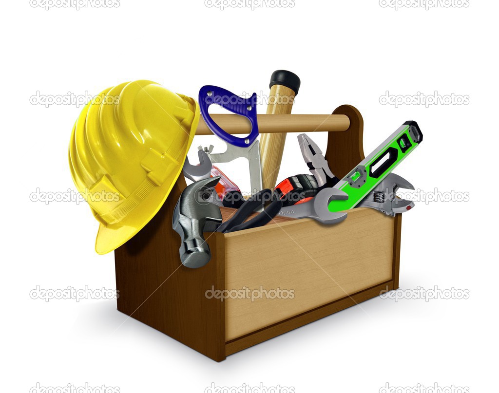 Tool box with Tools and Protective Helmet