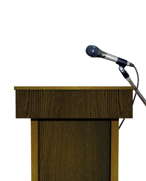 Podium with Microphone over White — Stock Photo, Image