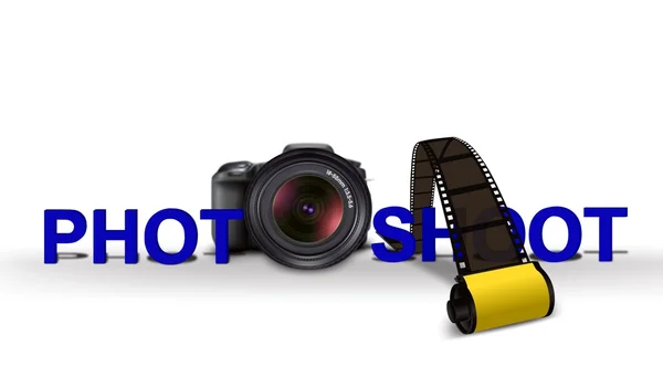 Sesión de fotos con cámara y película — Foto de Stock