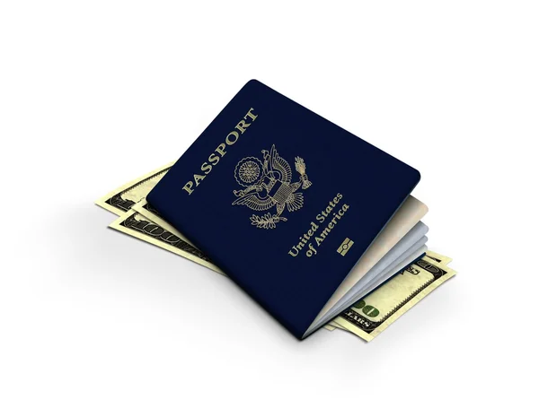 Паспорт і сто доларів — стокове фото