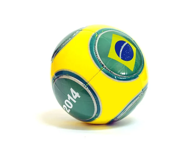足球球与巴西国旗 — 图库照片