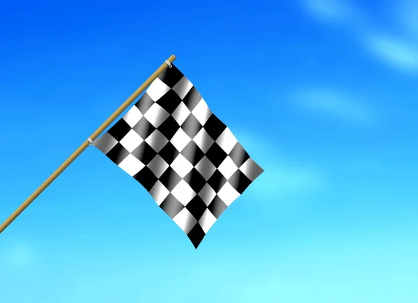Bandeira de corrida acenando sob céu azul — Fotografia de Stock