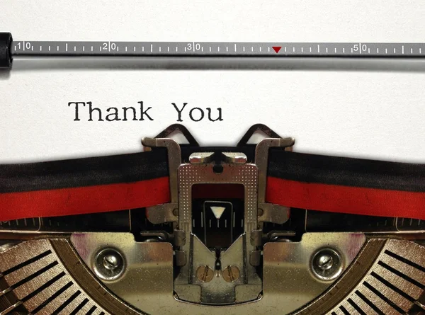 Máquina de escrever Close Up with Thank You Word — Fotografia de Stock
