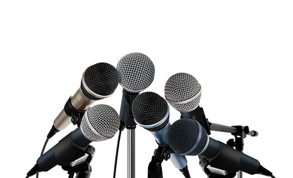 Microphones Standing over White — Stock Photo, Image