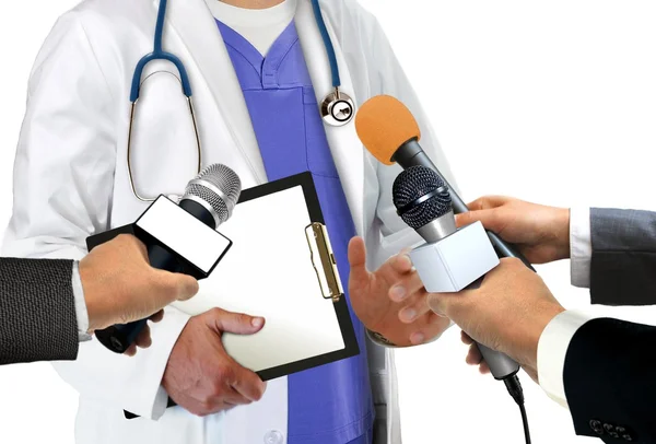 Pers interview met dokter — Stockfoto