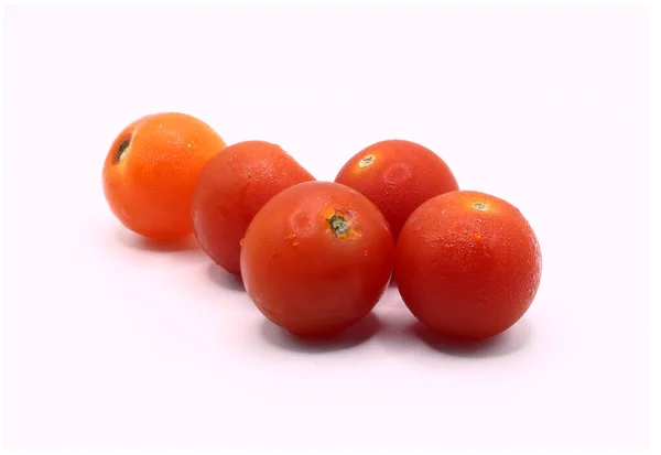 Pomodori Ciliegia Rossi Freschi Sfondo Bianco — Foto Stock