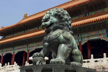 Bronz aslan heykeli, Yasak Şehir, beijing, Çin
