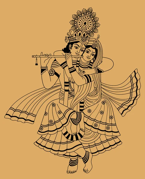 Krishna y su esposa — Archivo Imágenes Vectoriales