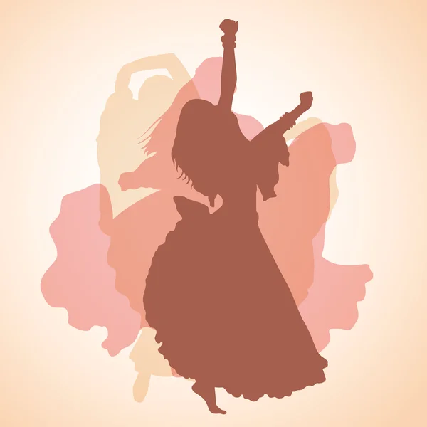 Silhouettes of dancing gypsies — Stock Vector