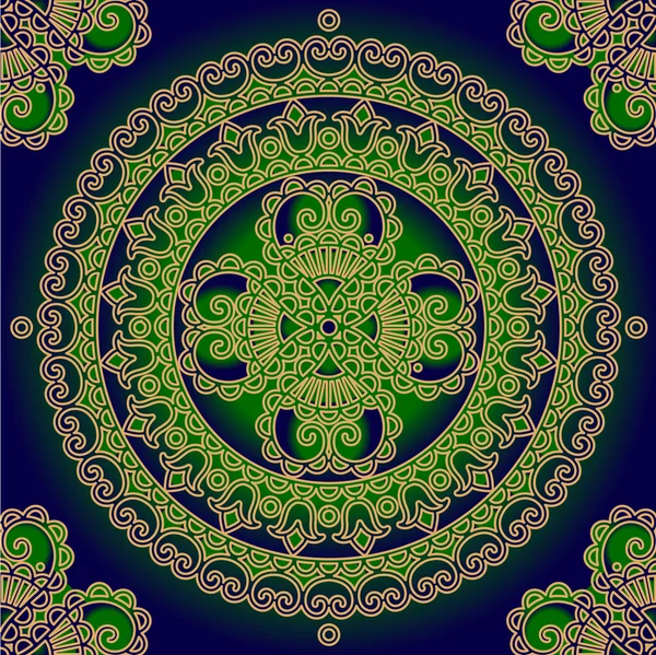 Ornement décoratif vert et bleu — Image vectorielle