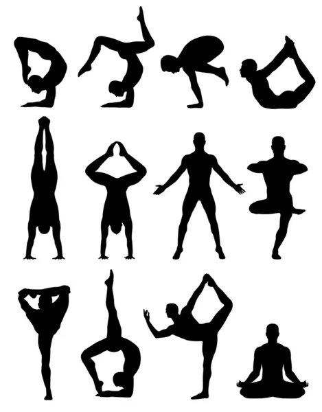 Hombres de yoga — Vector de stock