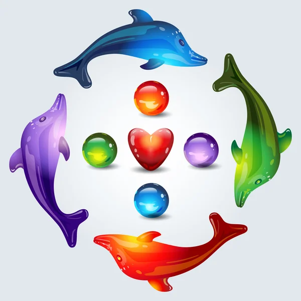Λαμπερό δελφίνια — Διανυσματικό Αρχείο