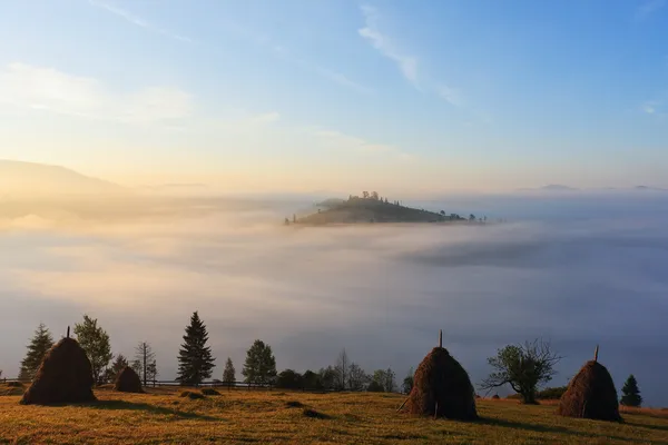 Island in the fog Stock Picture