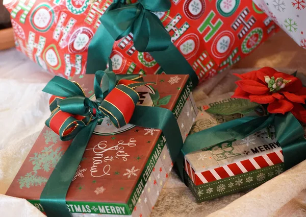 A box of presents with a ribbon