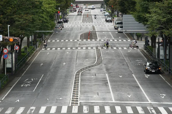 Αυτοκινητόδρομος Διασταυρώσεις Στην Επιφάνεια Της Ασφάλτου Στην Ιαπωνία — Φωτογραφία Αρχείου