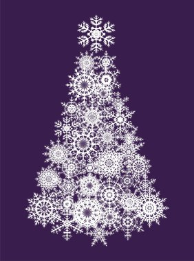 kartpostal xmas ağacı üzerinden kar taneleri