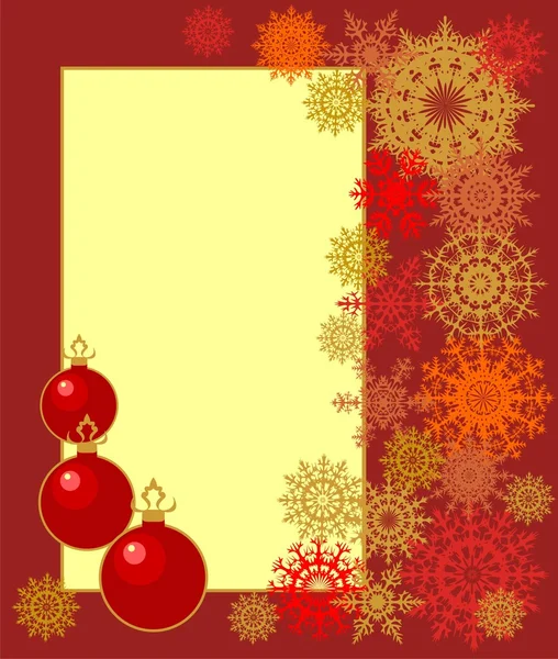 Postal con árbol de Navidad de copos de nieve — Vector de stock