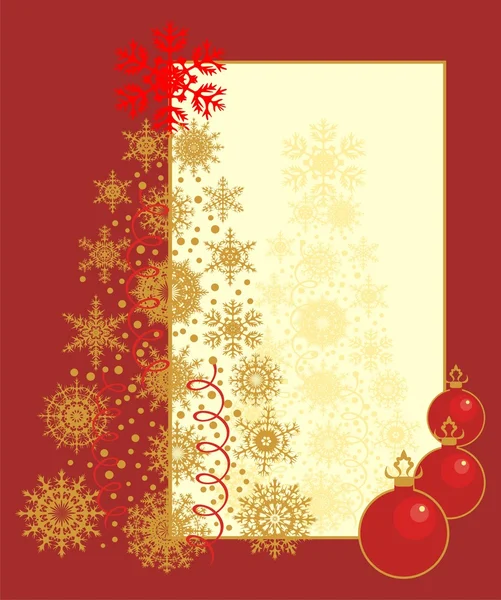 Postal con árbol de Navidad de copos de nieve — Vector de stock