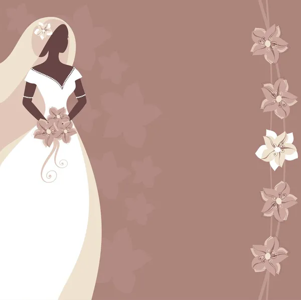 Carte postale avec mariée — Image vectorielle