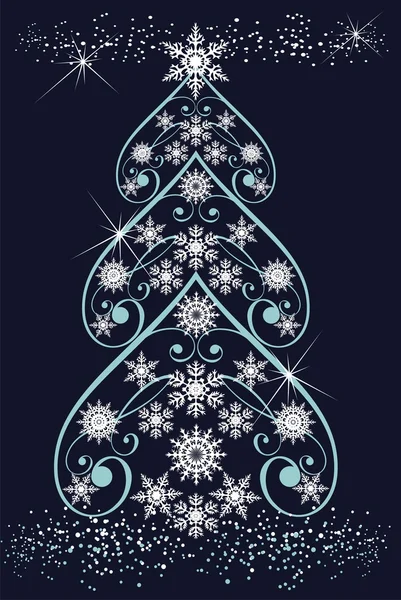 Arbre de Noël de flocons de neige — Image vectorielle