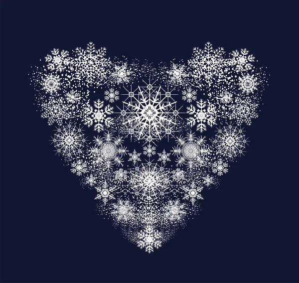 Corazón de copos de nieve — Archivo Imágenes Vectoriales