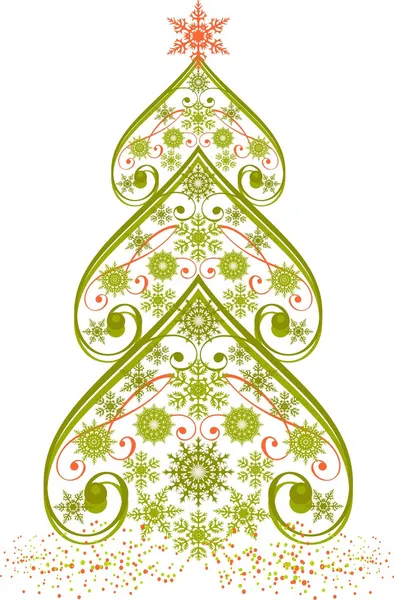 Árbol de Navidad de copos de nieve — Vector de stock