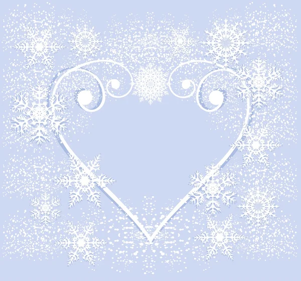 Καρδιά με νιφάδες χιονιού — Διανυσματικό Αρχείο