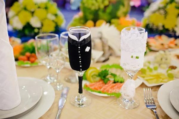 결혼식 피로연을 위한 탁자 스톡 사진