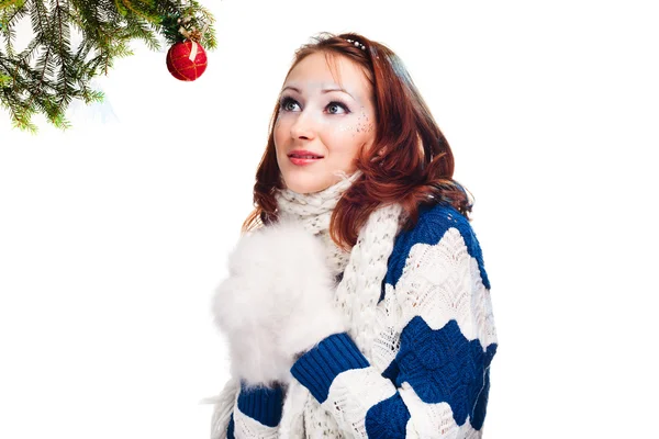 Girl with christmas ball — Stock Photo, Image