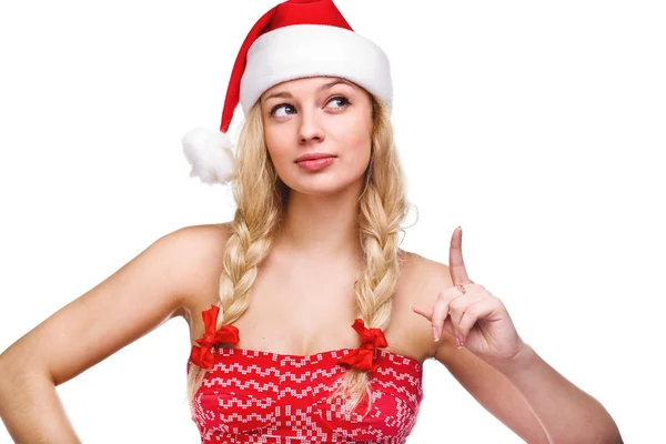 性感的女人打扮得像圣诞老人 — 图库照片